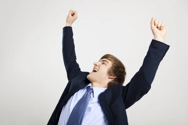 Businessman with arms up — Stock Photo, Image