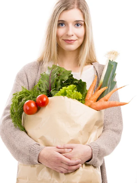 Mujer llevando verduras —  Fotos de Stock