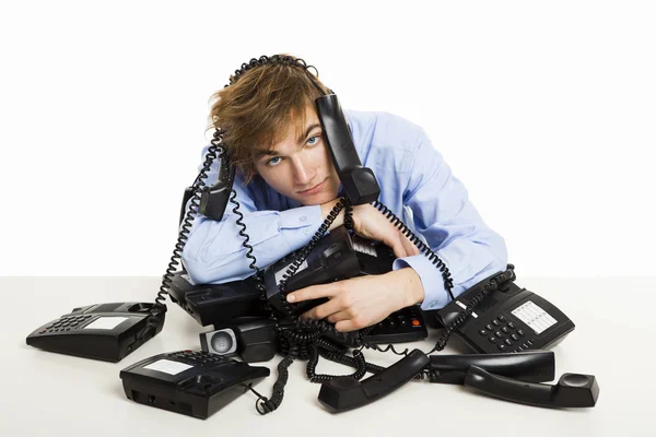 Wrapped in telephones — Stock Photo, Image