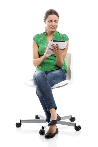 Female student with a tablet — Stock Photo, Image