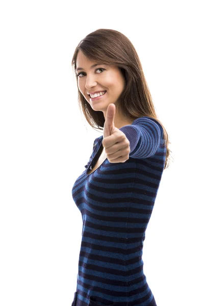 Woman, thumb up — Stock Photo, Image