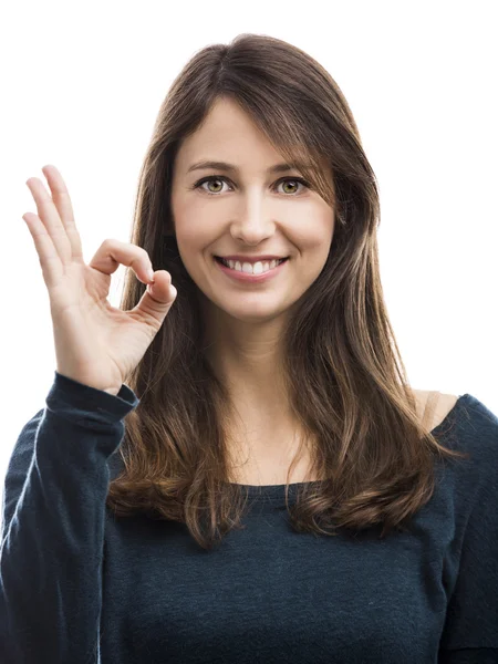 Woman doing a OK signal — Stock Photo, Image