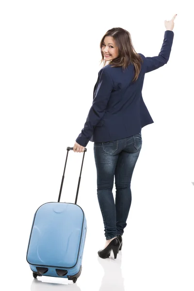 Business woman carrying a suitcase — Stock Photo, Image