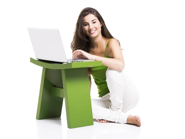 Bekerja di rumah dengan laptop — Stok Foto
