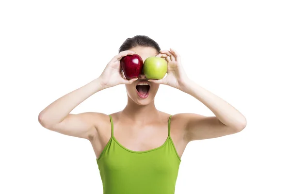 Дивлячись яблука — стокове фото