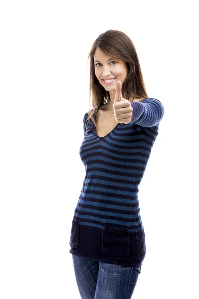 Woman, thumb up — Stock Photo, Image