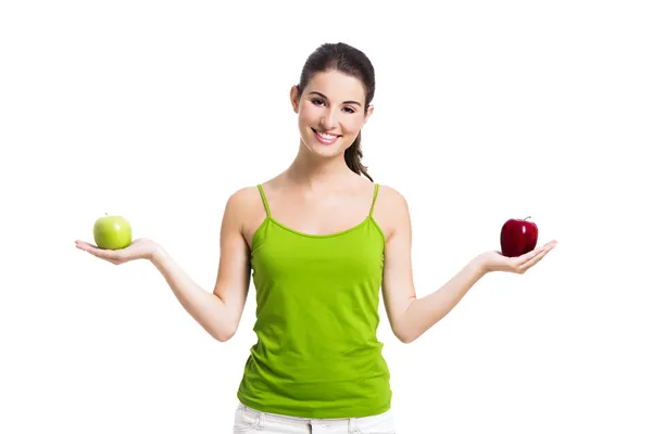 Healthy woman with apples — Stock Photo, Image