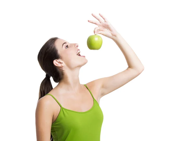 Mujer sana con manzanas —  Fotos de Stock