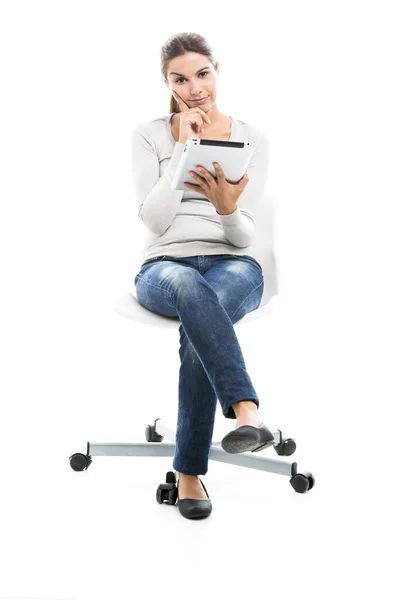 Female student with a tablet — Stock Photo, Image