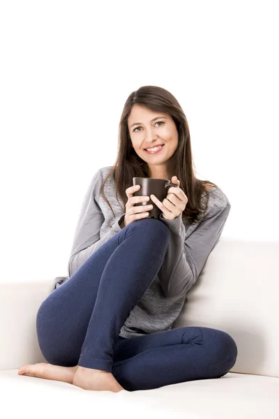 Woman with coffee — Stock Photo, Image