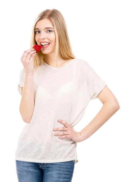 イチゴ味の女性 — ストック写真