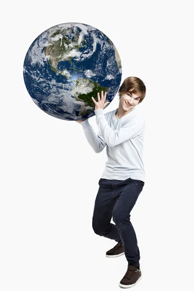 Holding a planet earth — Stock Photo, Image