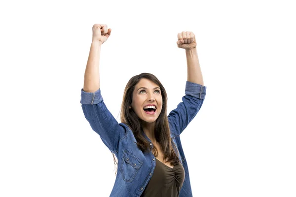 Woman with achieved success Stock Photo