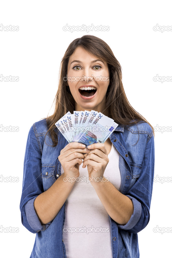 Woman holding some Euro