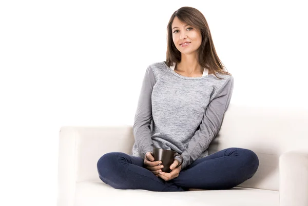 Woman with cup of coffee — Stock Photo, Image