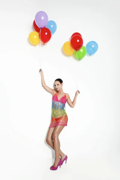 Fashion woman with ballons — Stock Photo, Image