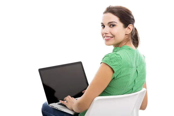 Female student with a laptop Royalty Free Stock Photos