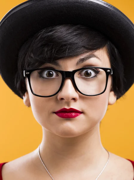 Astonished nerd girl Royalty Free Stock Images