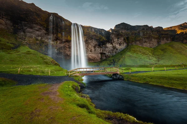 Der Beeindruckende Seljalandsfoss Wasserfall Island — Stockfoto