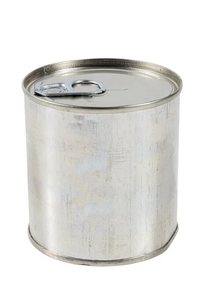 A tin can with a pull ring isolated on white background Royalty Free Stock Images