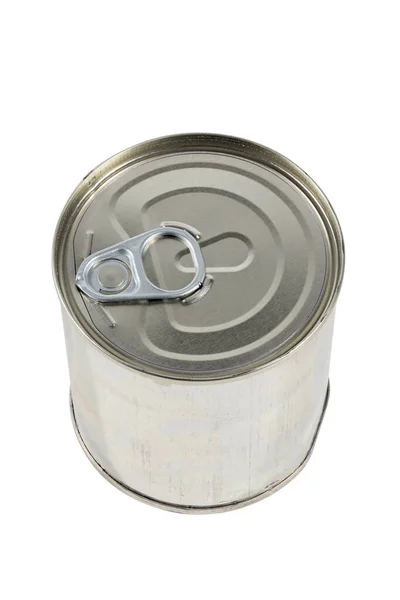 A tin can with a pull ring isolated on white background — Stock Photo, Image