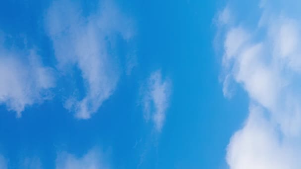 Nubes mixtas que vuelan sobre el cielo azul a la luz del día de otoño - lapso de tiempo del teleobjetivo — Vídeos de Stock