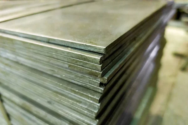 Cold rolled steel sheets stack corner, close-up — Fotografia de Stock