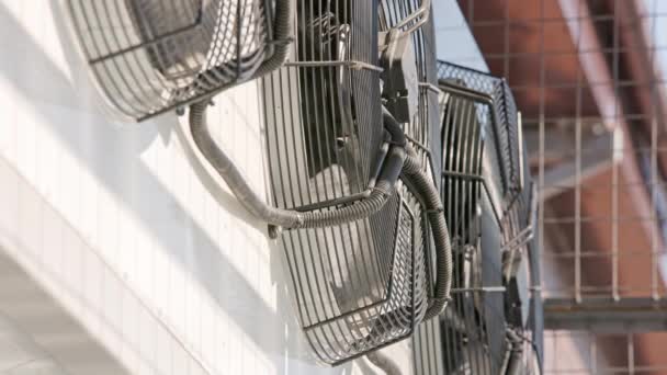 Outdoor air conditioner condenser electrical fans — Stock video