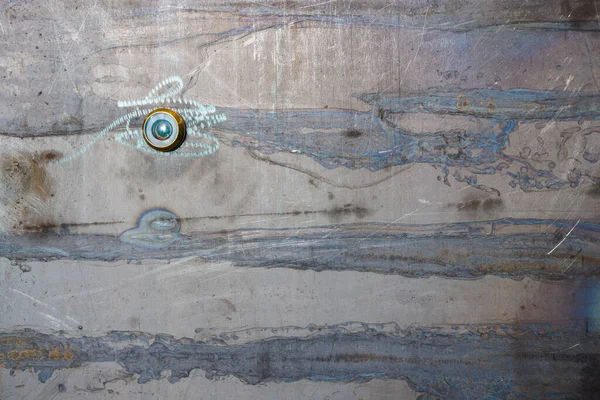 Raw sheet steel with peephole texture and background with stains and discoloration — 스톡 사진