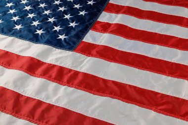 full-frame background of nylon sewed and embroided United States national flag