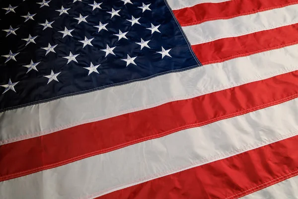 full-frame background of nylon sewed and embroided United States national flag
