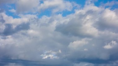 cumulus clouds at spring day light in second full-frame time lapse