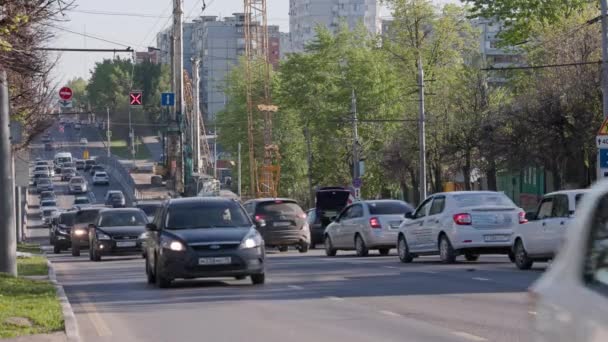 Car Traffic Passing Repairing Bridge Summer Day Tula Russia May — Wideo stockowe