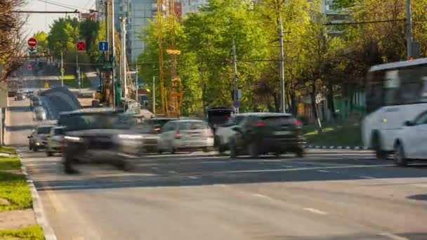 Car Traffic Passing Repairing Bridge Summer Day Tula Russia May — Vídeo de stock