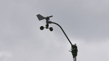 Weather vane wind gauge for direct and strength. sunset Stormy clouds in the backgeound. Rela-time.