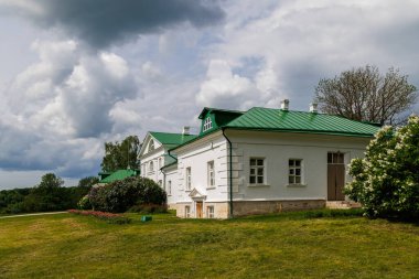 Volkonskiy house at sunny spring day in Yasnaya Polyana, Russia.