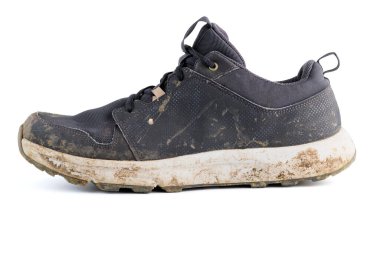 dirty sport shoe sneaker isolated on white background