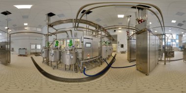 Seamless full spherical 360 degree panorama in equirectangular projection of Inside of food factory laboratory in Tula, Russia - February 11, 2013 clipart