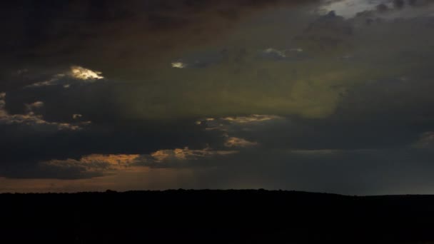 Moon Clouds Horizon Dark Night Light Rays Atmospheric Time Lapse — Videoclip de stoc