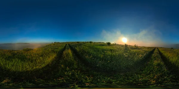 360 180 Seamless Degree Full Spherical Panorama Misty Summer Morning — Zdjęcie stockowe