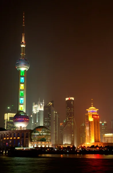 Panorama de Shanghai Pudong la nuit — Photo