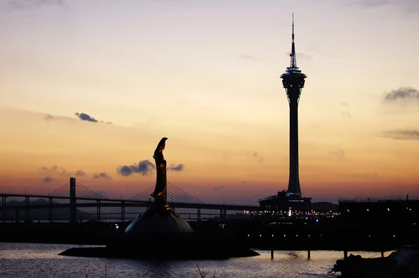 Kun IAM heykeli ve kule Kongre, macau — Stok fotoğraf