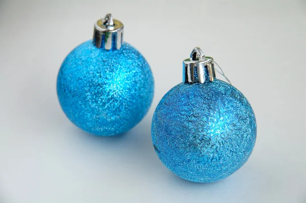 Two blue christmas bulbs — Stock Photo, Image