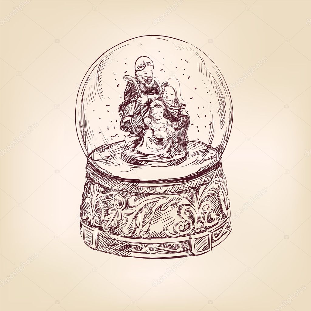 Christmas snow globe hand drawn — Stock Vector © VladisChern #14132435
