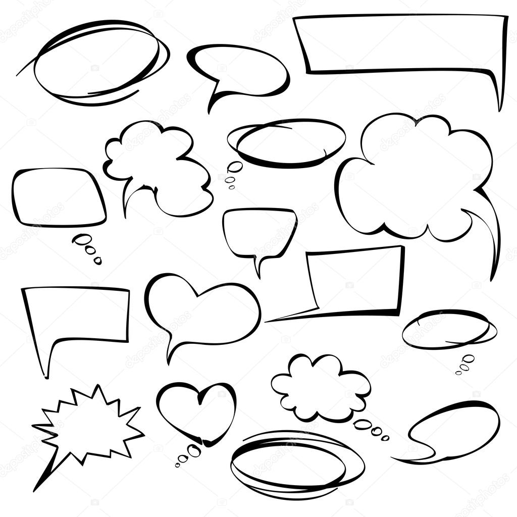 Frames and bubbles collection vector hand drawn — Stock Vector ...