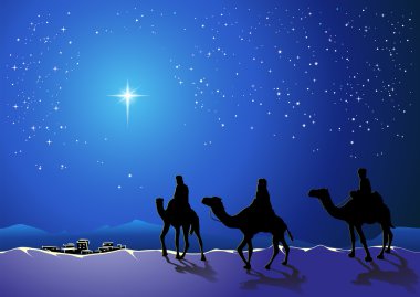Three wise men go for the star of Bethlehem clipart