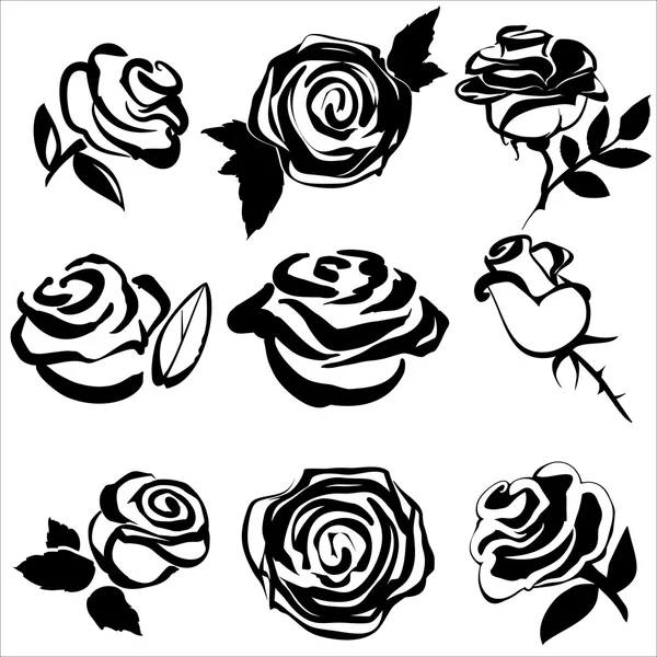 Black silhouette of rose. Vector illustration. — Stock Vector © Naddya ...