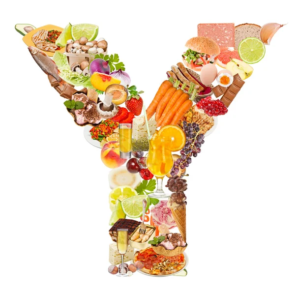Буква Y из пищевых продуктов — стоковое фото