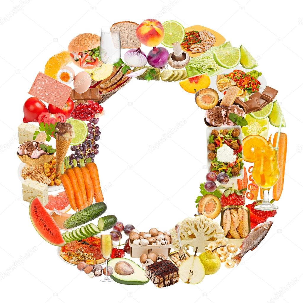 Letter O made of food