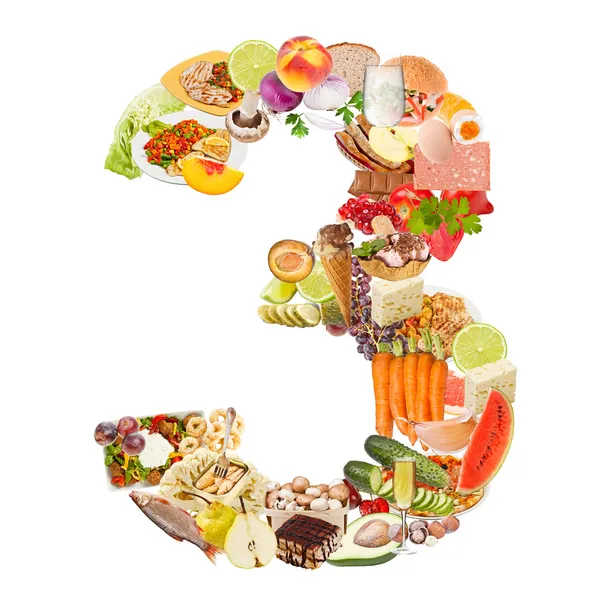 Number 3 made of food — Stock Photo, Image